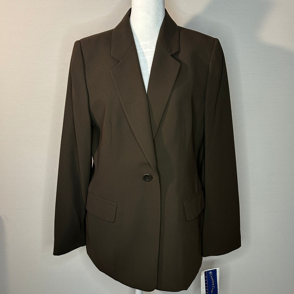 Vintage Charter Club Petite Truffle Brown Vienna Blazer Jacket 10P NWT Career